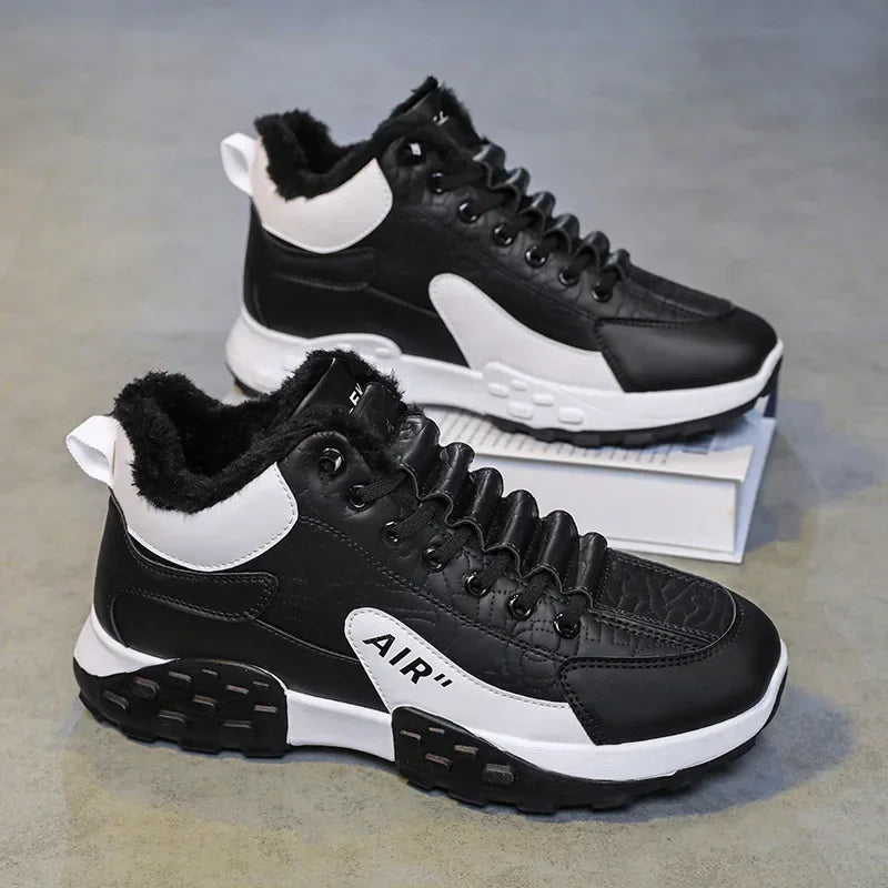 Zapatos de plataforma cálidos de algodón para hombre, zapatillas gruesas para hombre, zapatos vulcanizados de invierno, zapatillas casuales de moda para hombre, botas de nieve de caña alta