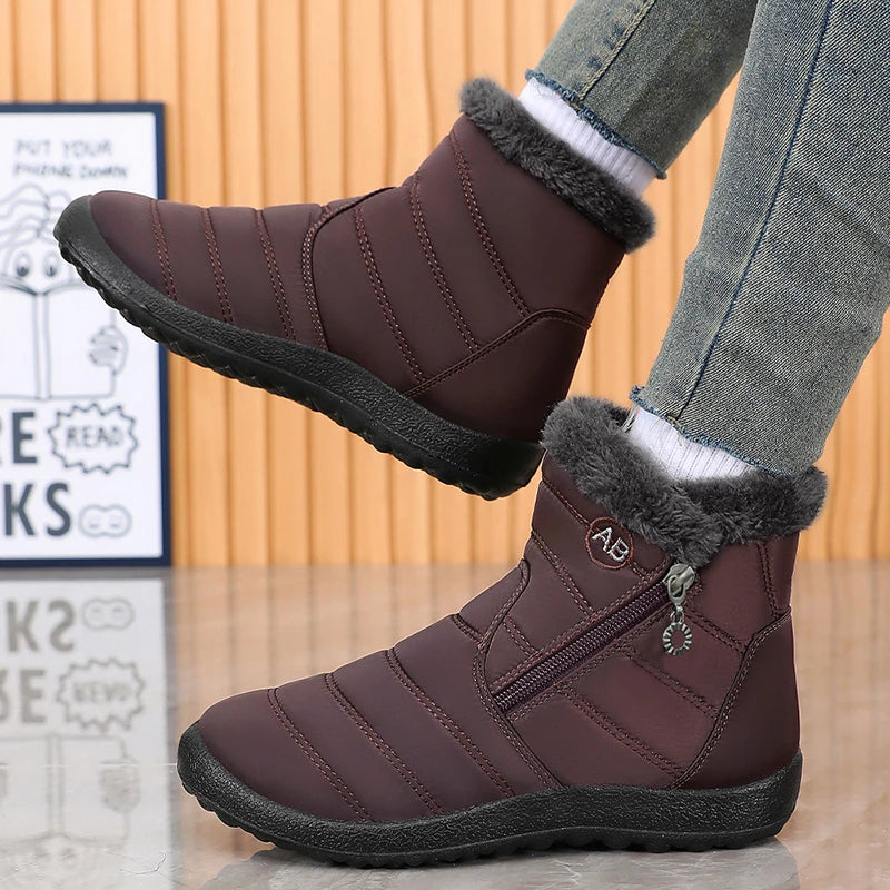 Snow Women Boots Comfortable Women's Boots Waterproof Women Shoes Zipper Shoes Woman Soft Fur Women's Winter Boots Botas Mujer