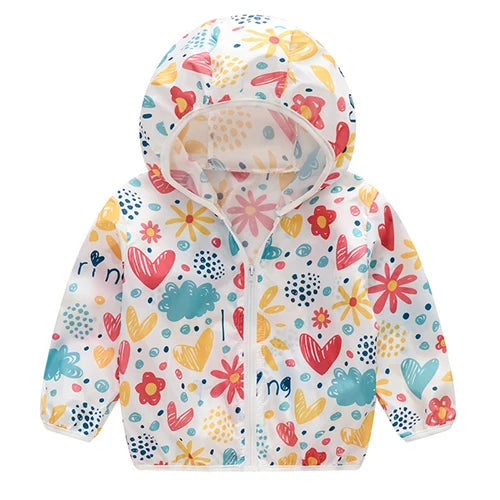 New Boys Sun Protective Jacket Thin Style Spring Summer Little Princess Coat Hooded Zipper Baby Outerwear Children's Clothing