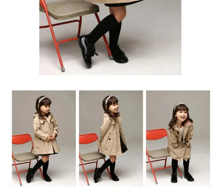 Children Girls Sweatshirt New Spring Autumn Birthday Present Long Style Hooded Coat for Girl Kids Jacket Red Windbreaker Coat