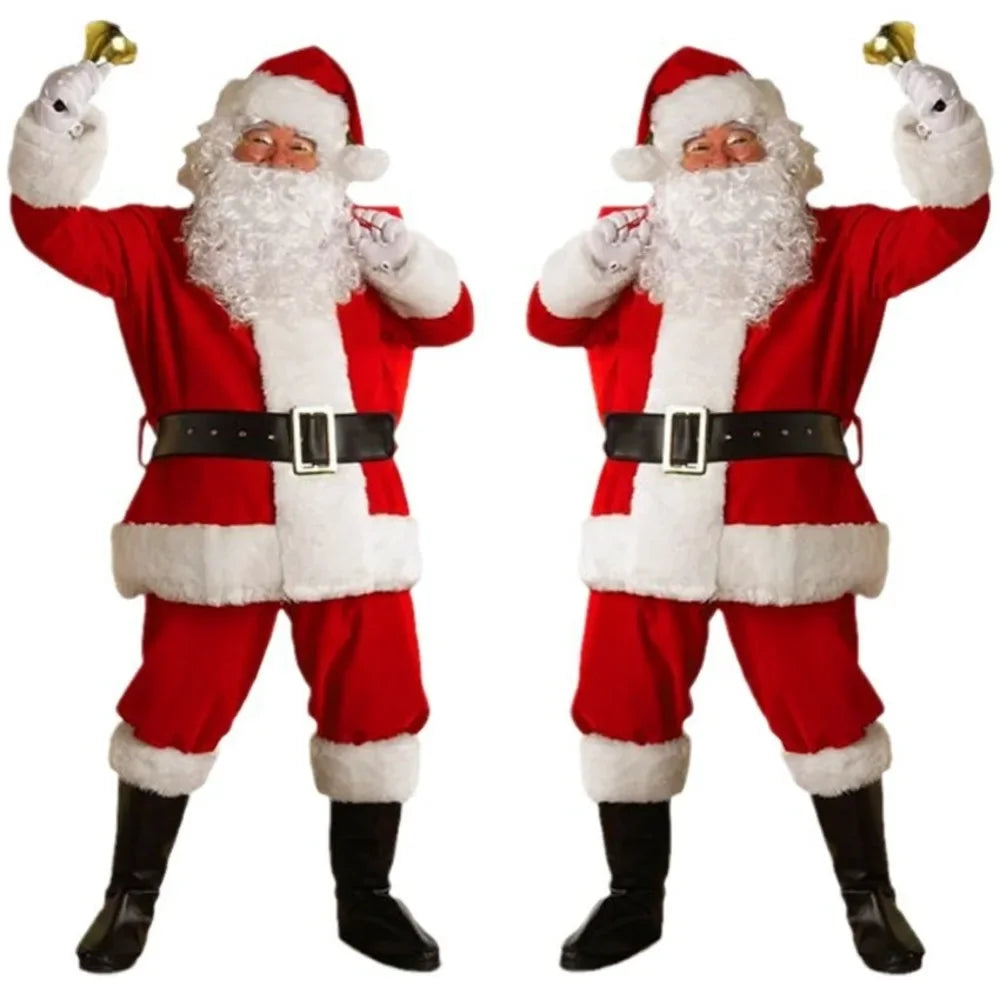 Costume de Père Noël pour homme adulte en velours doré, costume de Père Noël pour Halloween, cosplay anime