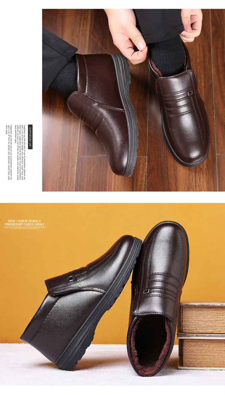 Chaussures en coton pour hommes, montantes, imperméables, décontractées, en cuir, bottes d'hiver chaudes et confortables, bottines tendance pour hommes, nouveautés