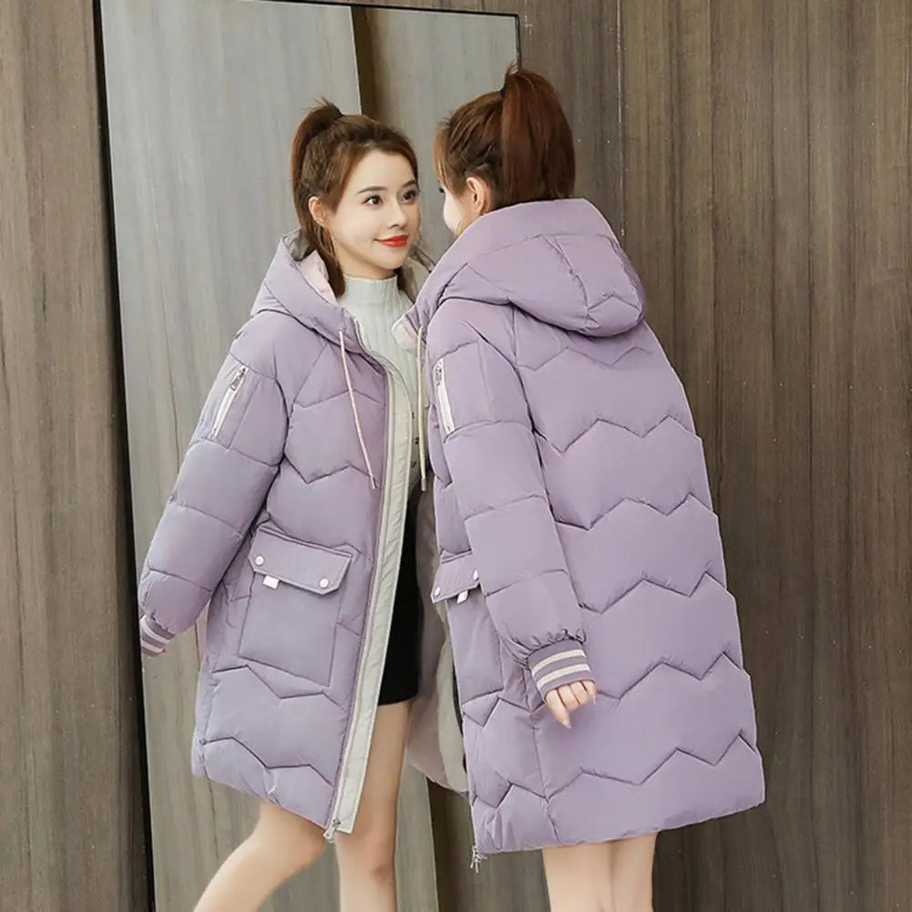 2025 New Women Long Down Cotton Jacket Korean Loose Cotton Coat Winter Thicken Warm Women Parkas Winter Female Hooded Coat
