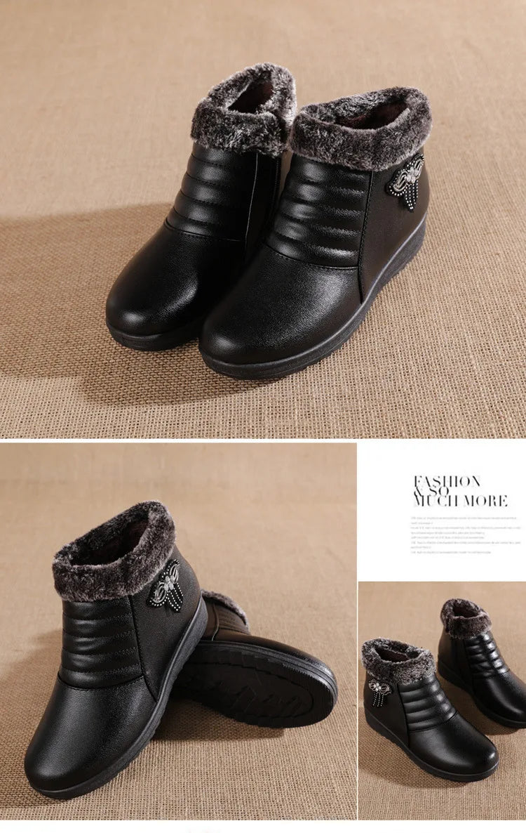 Nuevas botas de invierno para mujer, botines gruesos de felpa para mujer, con cremallera, cómodas botas de nieve para exteriores, zapatos de algodón a la moda, botas De Mujer