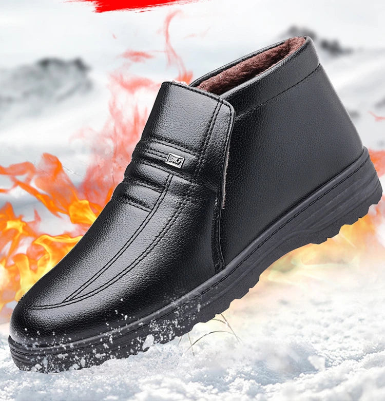 Chaussures en coton pour hommes, montantes, imperméables, décontractées, en cuir, bottes d'hiver chaudes et confortables, bottines tendance pour hommes, nouveautés