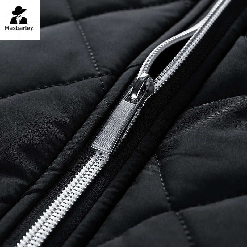 2024 Winter Cold-proof Jacket Men's Casual fleece-lined Thickened Zipper Quilted Padded Coat Men's Business Commuting Warm Parka