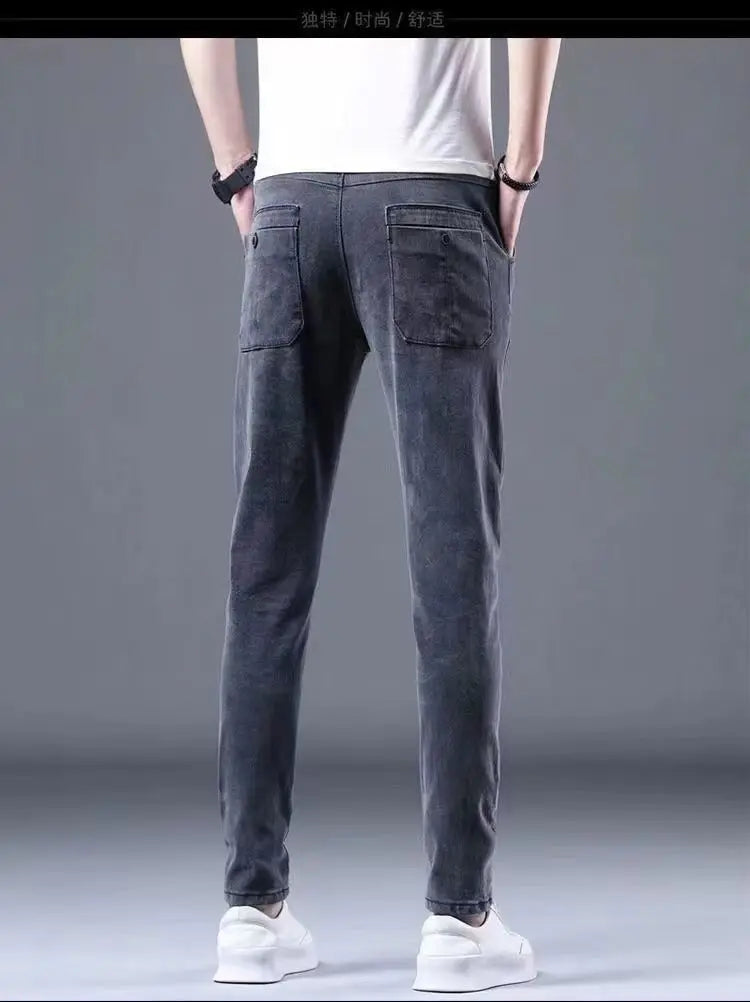2024 New Korean Fashion Summer Thin Loose Jeans Mens Drawstring Pants Golf Joggings Jeans Man Japanese Streetwear Harem Trousers
