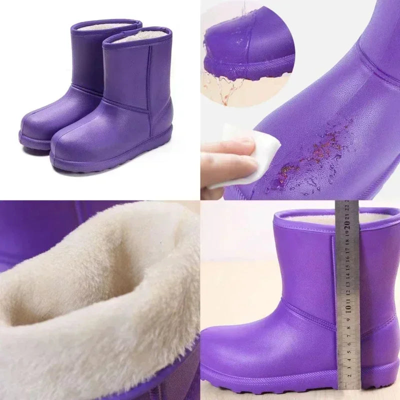 Botas de nieve nuevas para mujer, cálidas y de felpa, impermeables, de EVA, para invierno