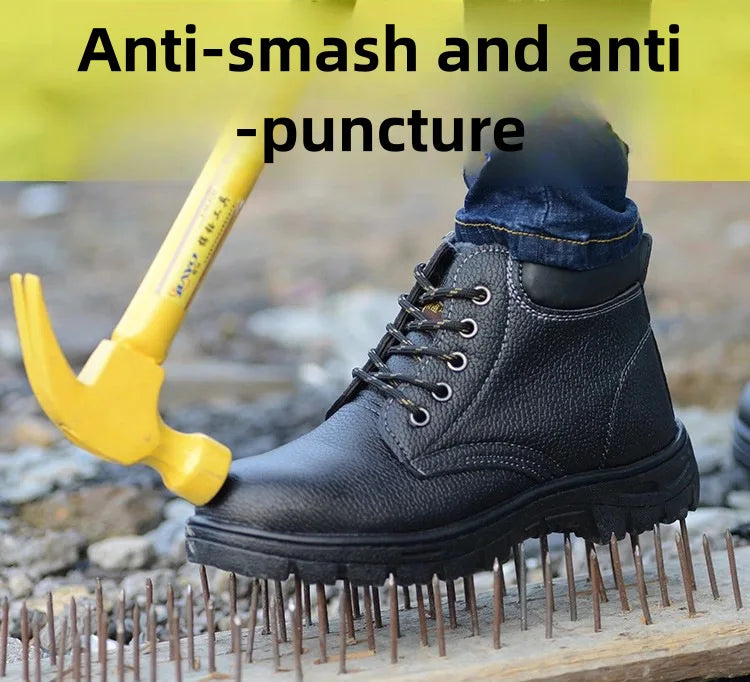 Botas de seguridad para hombre, indestructibles, con puntera de acero, impermeables, resistentes al desgaste y a los impactos.