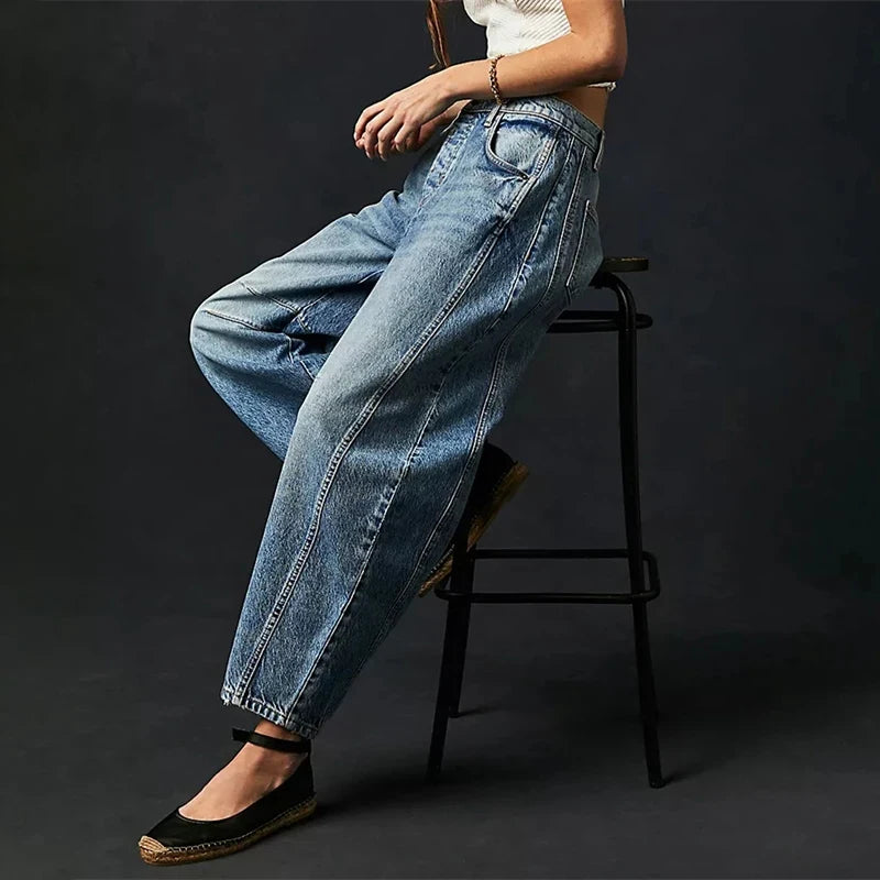 Pantalones vaqueros de pierna ancha para mujer, informales, holgados, de cintura baja, estilo boyfriend, con bolsillos, estilo Y2K