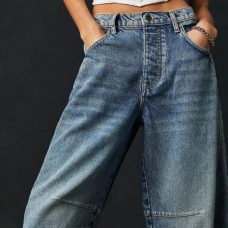 Pantalones vaqueros de pierna ancha para mujer, informales, holgados, de cintura baja, estilo boyfriend, con bolsillos, estilo Y2K
