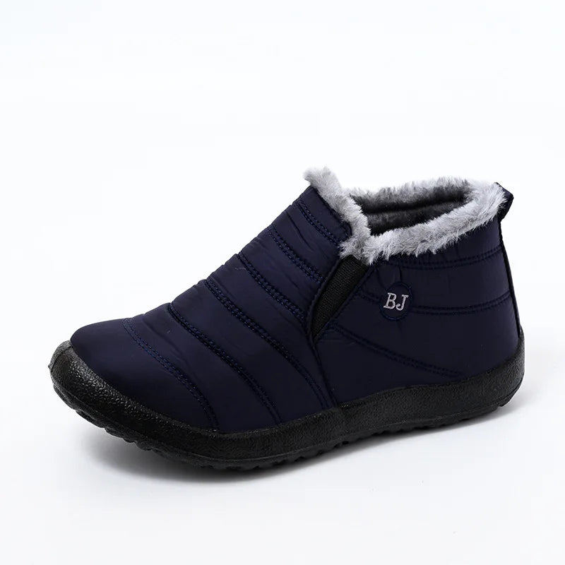 Botas de invierno para hombre, impermeables, de algodón, ligeras, sin cordones, planas, hasta el tobillo, tallas grandes 47, unisex, para la nieve.