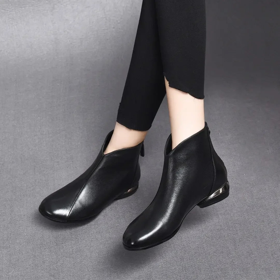 Ankle Boots Ladies England Ladies Autumn Winter Short Boats Women Casual Daily Comfort Pu Leather Low Heel Casual Women's Shoes