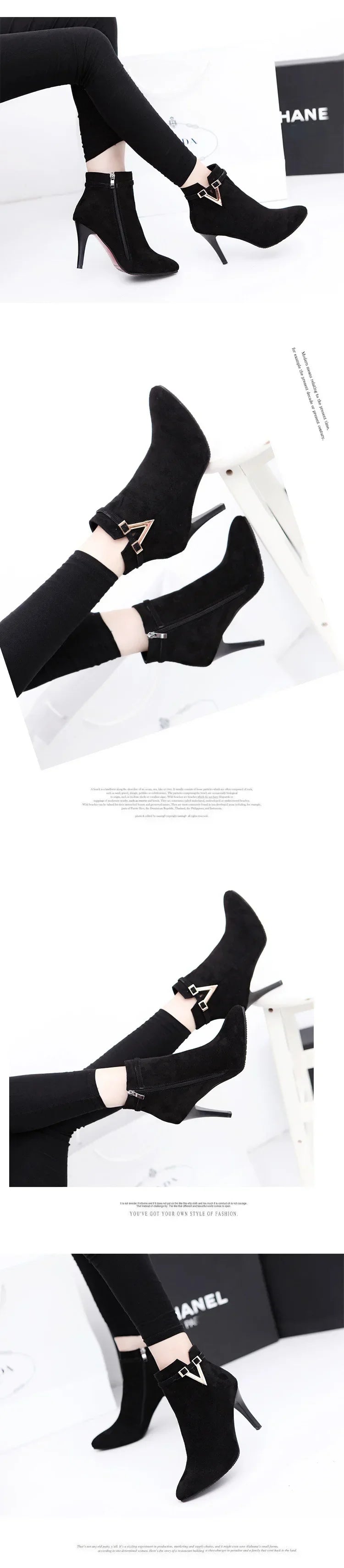 Botas de tacón fino de aguja con punta puntiaguda de piel sintética con cremallera, sexys, hasta el tobillo, para mujer, tacones altos rojos de 9 cm, para primavera y otoño, talla 40