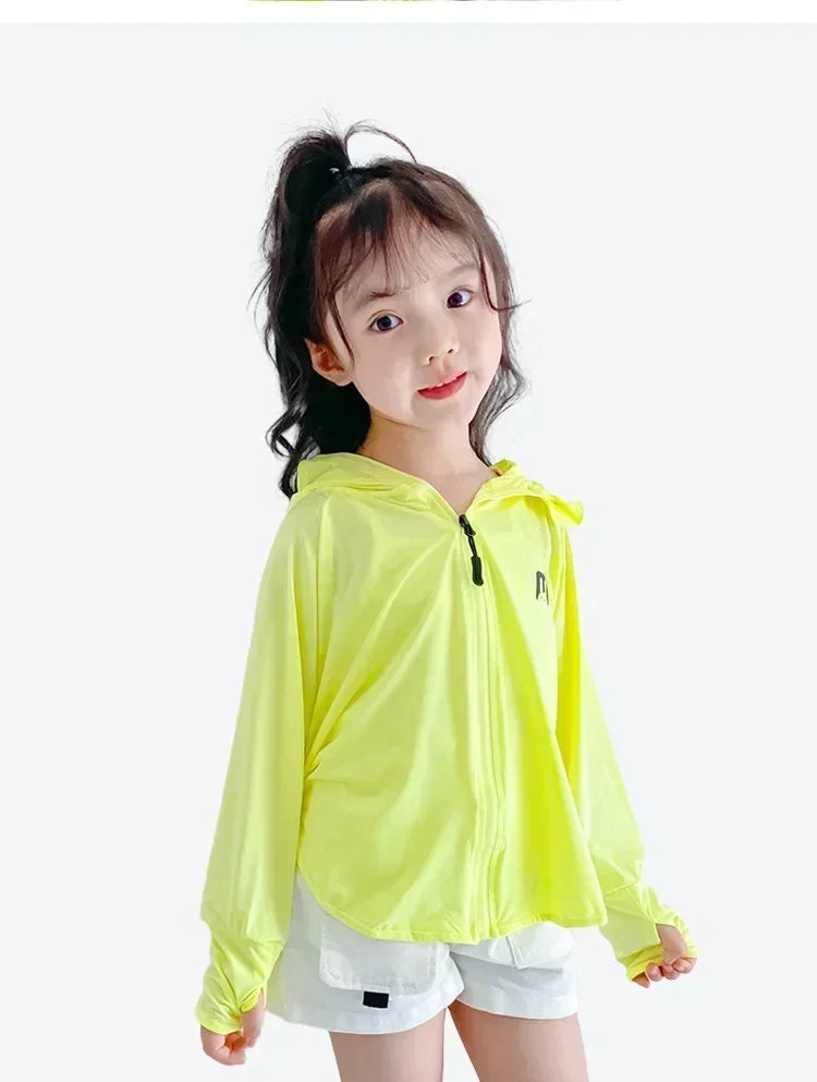 Children's Outdoor Ice Silk Sunscreen Jacket UV Resistant Children's Summer Cycling Sunscreen Jacket Children's Clothing