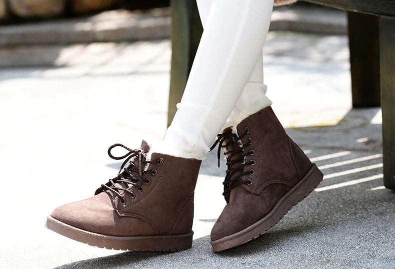 New Fashion Women Boots Winter Snow Boots Female Boots Warm Lace Flat with Women Shoes Tide Shoes Hot Sale 35-40