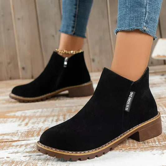 Women's Boots Thick Sole Ankle Boots Fashion Comfortable Snow Boots for Women Side Zipper Short Boot Plus Size Platform Shoes