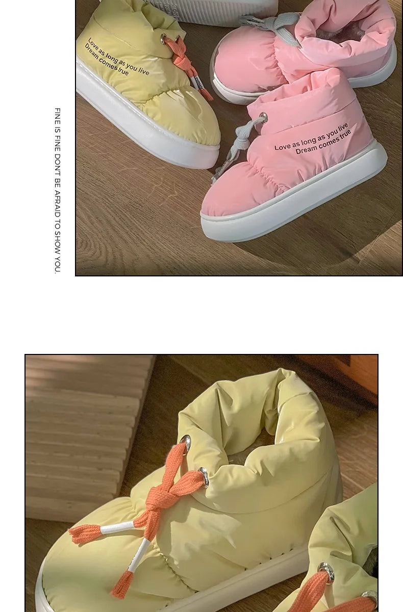 Women New Warm Snow Boots Women Waterproof Winter Sports Cotton Boots Comfortable Thick Bottom Plush Lining Cotton Padded Shoes