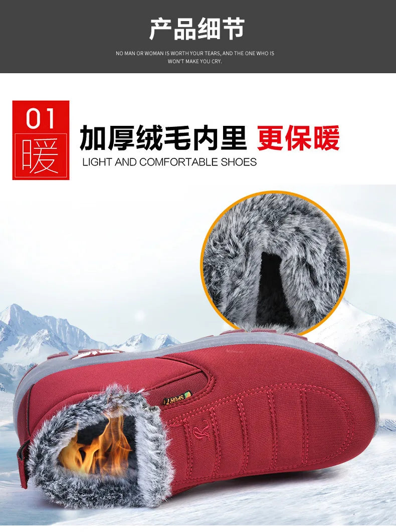 Winter Snow Boots Men Casual Slip on Ankle Boots Warm Fur Comfortable Sneakers Non-slip Botas Men Shoes Zapatos Hombre2024