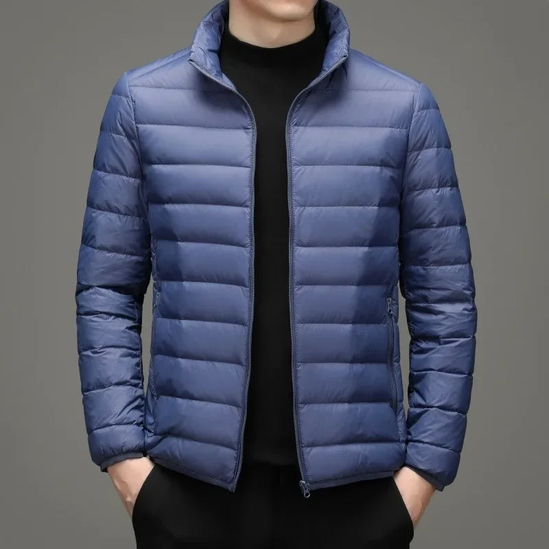 Thin Fleece-lined Cotton Coat For Men Casual Style Cropped Jacket Korean Winter Fashion Jacket For Middle-aged Elderly
