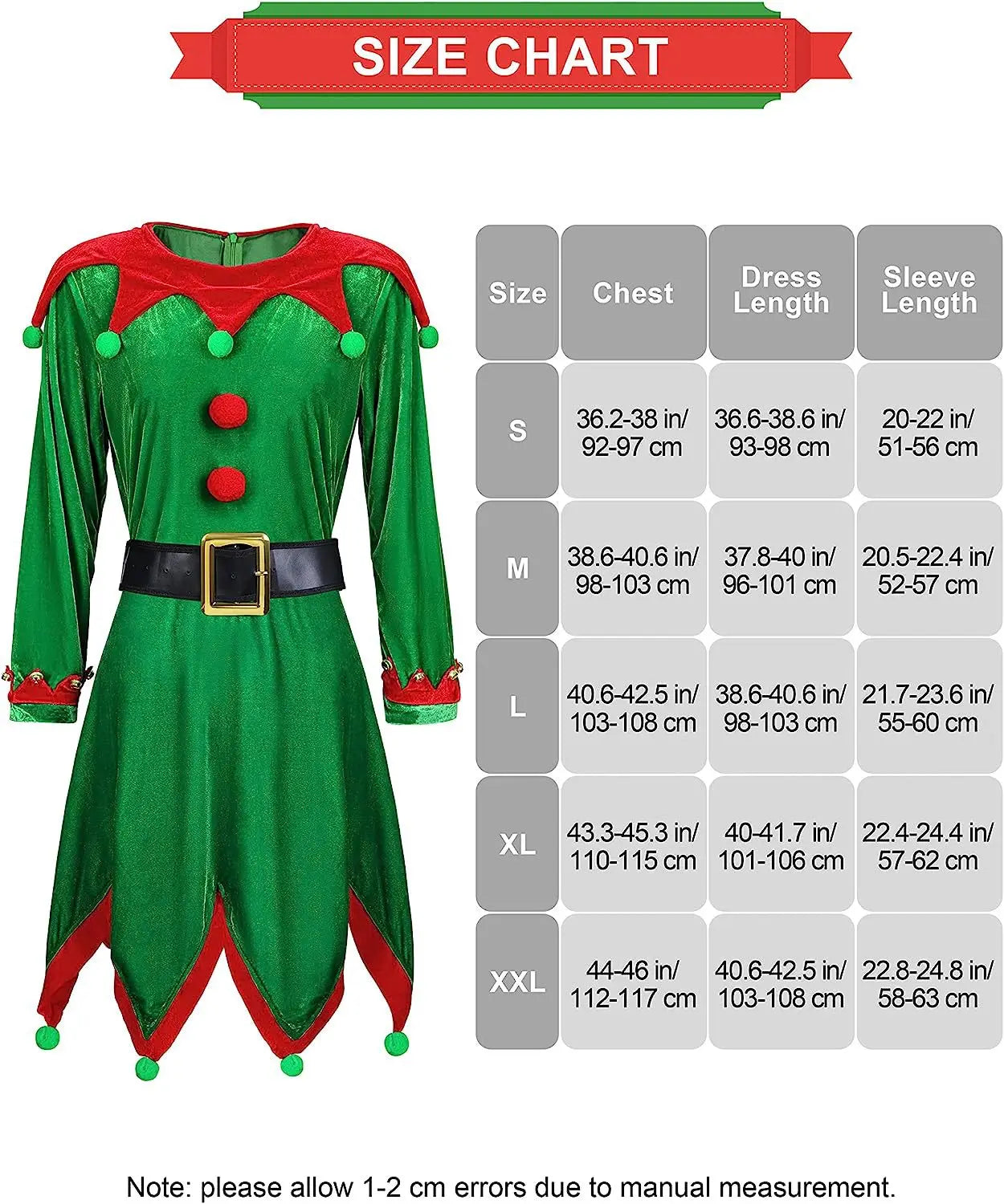 Christmas Santa Claus Costume Women Green Elf Cosplay Dress Adult Kids Belt Hat Elf Ear Suit New Year Xmas Party Outfits