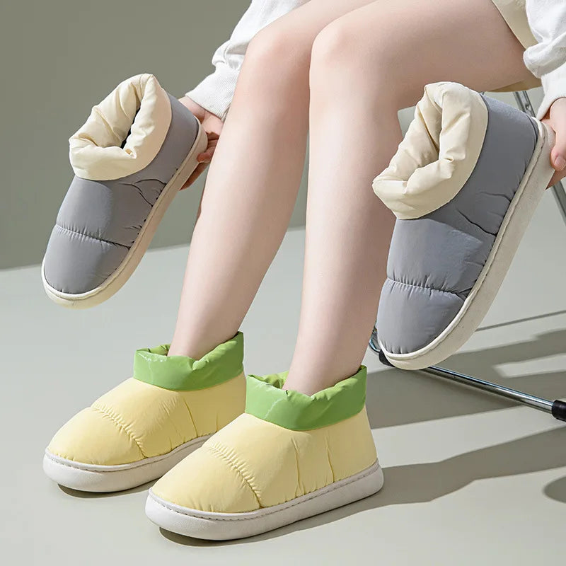 Women's High-End down Fabric Short Boots, Winter Thick-Soled Outdoor Wear, Student Fashion, Couple Indoor Warm, Waterproof, Non-Slip, Thickened