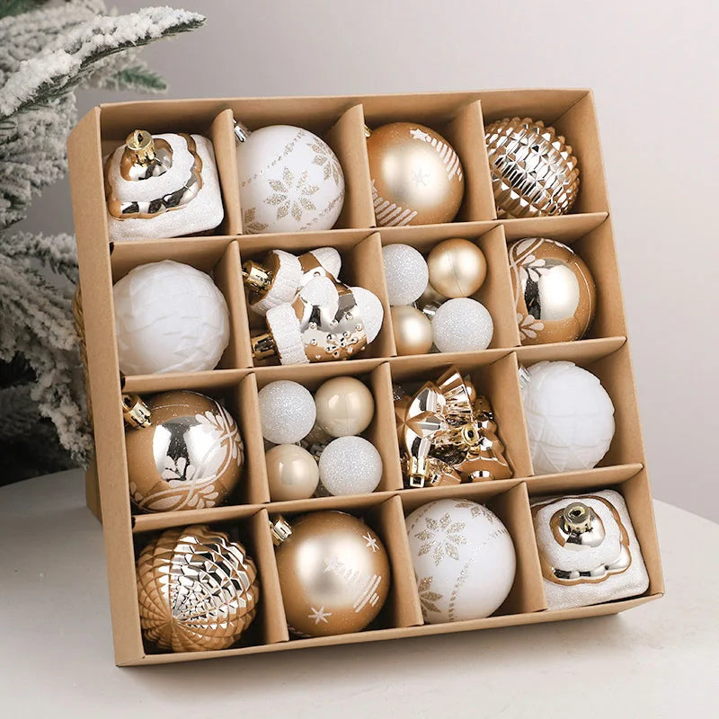 42PCS 6CM Christmas Ball Champagne Xmas Tree Hanging Pendant Ornaments 2025 Christmas Home Decoration 2026 New Year Party Gifts