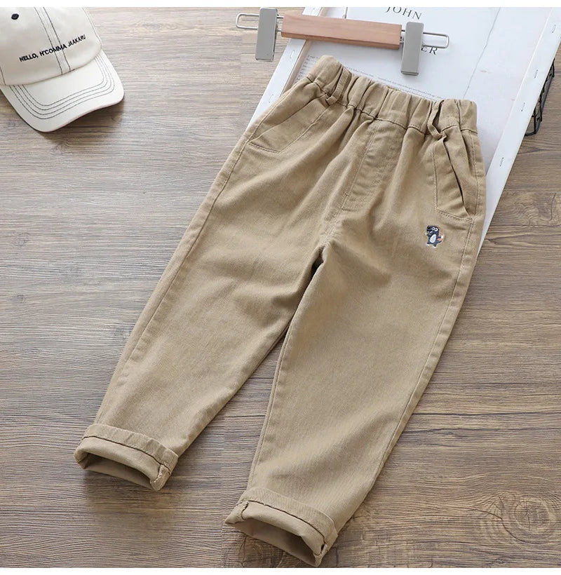 Boys' Summer New Cartoon Embroidered Jeans Versatile Small Legged Haren Pants Casual Pants Children's Stylish Pants