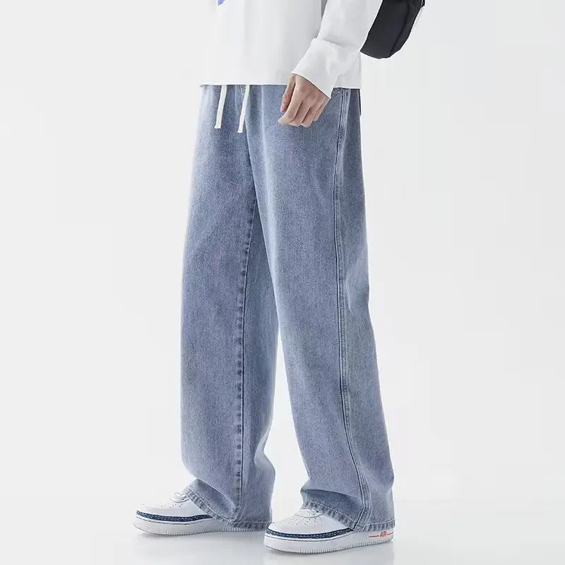 New 2025 Hot Selling Korean Men's Casual Long Denim Classic Men's Straight Leg High Street Denim Wide Leg Pants Men Jeans Jogger