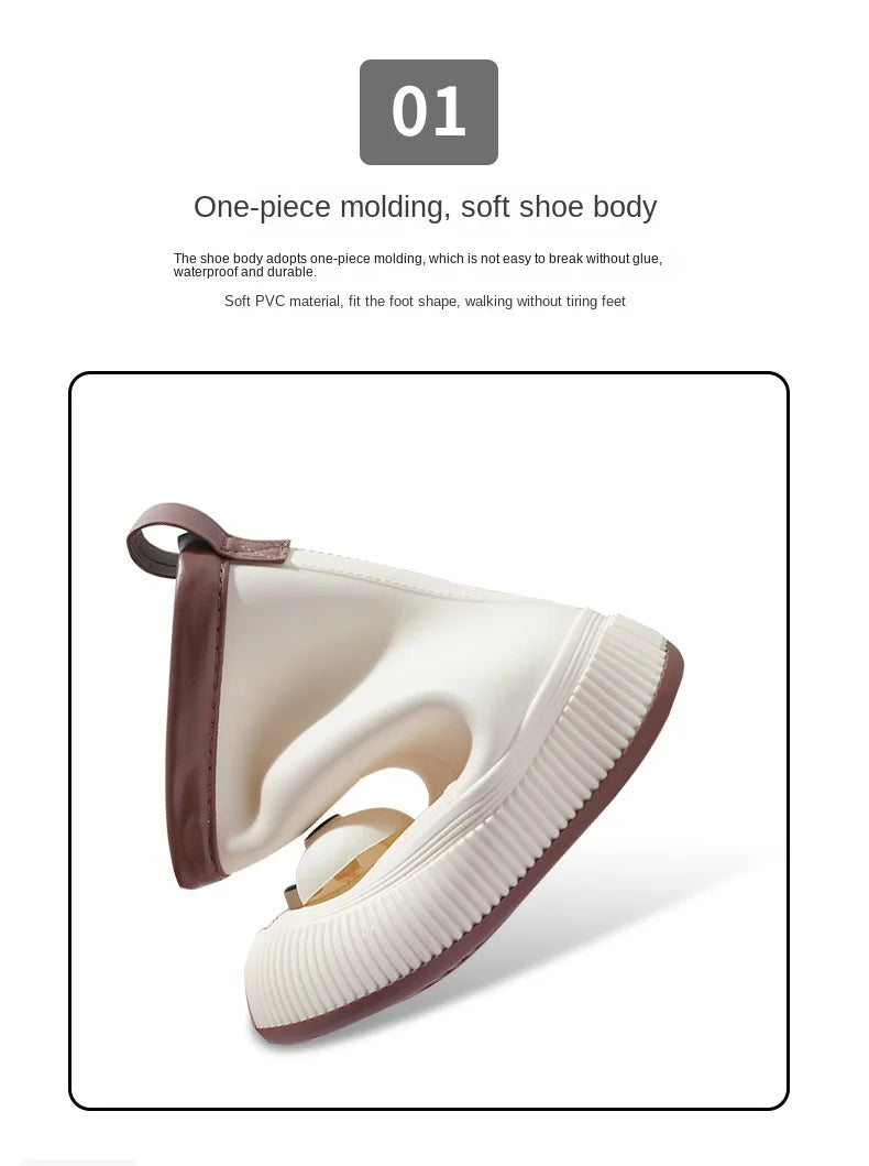 Botas de lluvia para mujer, impermeables, ligeras, con ojales grandes y asas fáciles de poner, resistentes al agua, de altura media.