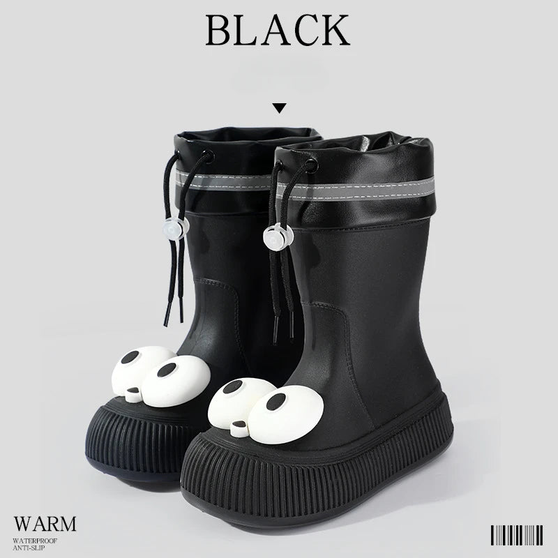 Botas de lluvia para mujer, impermeables, ligeras, con ojales grandes y asas fáciles de poner, resistentes al agua, de altura media.