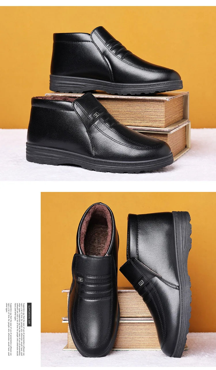 Chaussures en coton pour hommes, montantes, imperméables, décontractées, en cuir, bottes d'hiver chaudes et confortables, bottines tendance pour hommes, nouveautés