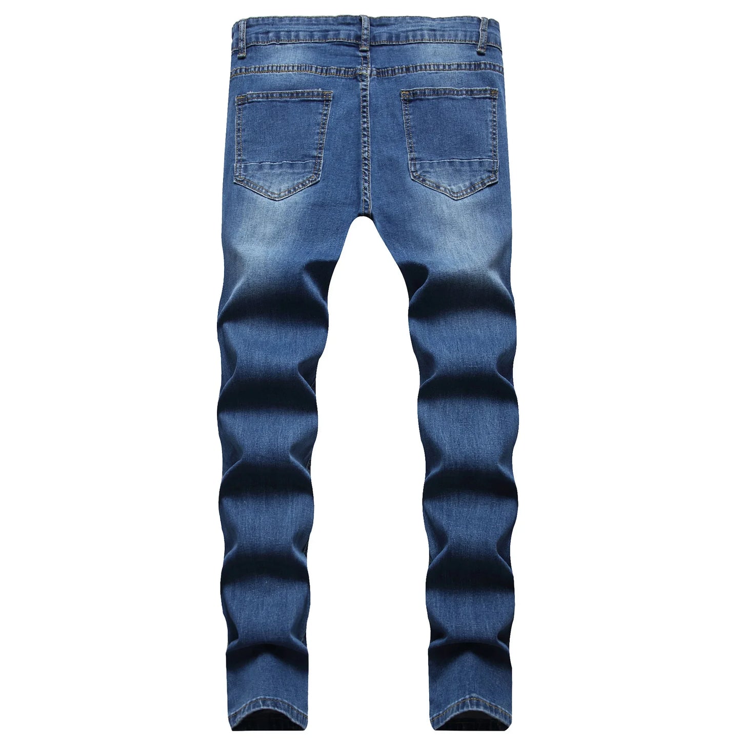 Jeans Men Hole Distressed Pencil Pants Slim Fit Vintage Zipper Fly Pockets Solid Colour Washed Denims Ankle Length Trousers 2025