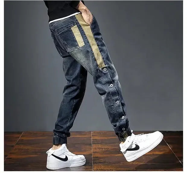 Mens Jeans Harem Pants Fashion Pockets Desinger Loose Baggy Moto Jeans Men Stretch Retro Streetwear Relaxed men clothing pants
