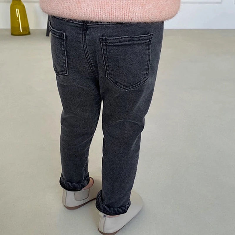 Pantalones vaqueros holgados para bebé niño y niña, nueva moda, estilo coreano, casuales, de color sólido, pantalones vaqueros para primavera y otoño para niños de 1 a 7 años.