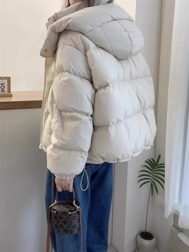 Fashion Parkas Jacket Women's Korean 2024 New Autumn Winter Loose Hooded Thicken Warm Down Cotton Padded Short Coats Female Tops