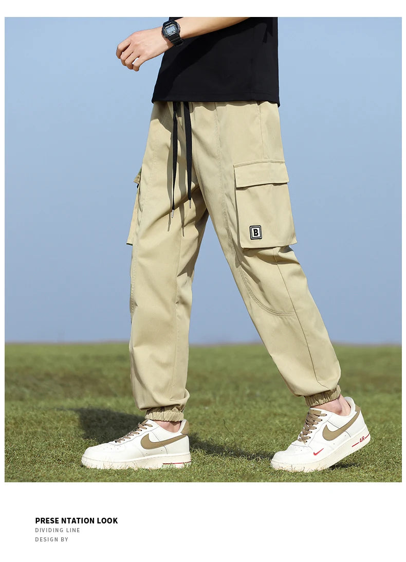 Youth Fashion Trend High-quality Outdoor Sports Leisure Workwear Long Pants Comfortable Breathable Leg Tied Straight Leg Pants
