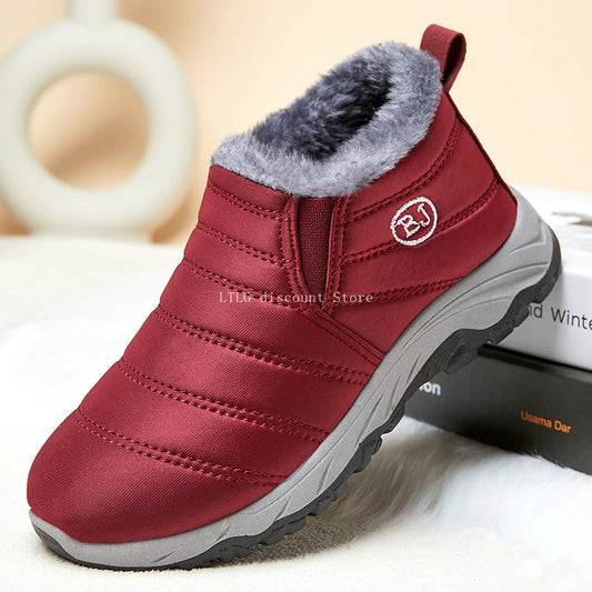 Women's Winter Ankle Boots Warm Faux Fur Lined Non-Slip Rubber Sole Casual Booties Snow Boots Winter Shoes Man