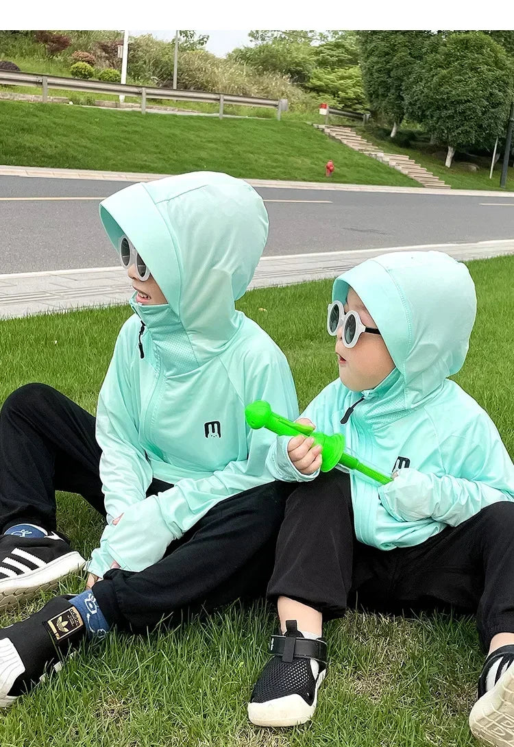 Children's Outdoor Ice Silk Sunscreen Jacket UV Resistant Children's Summer Cycling Sunscreen Jacket Children's Clothing