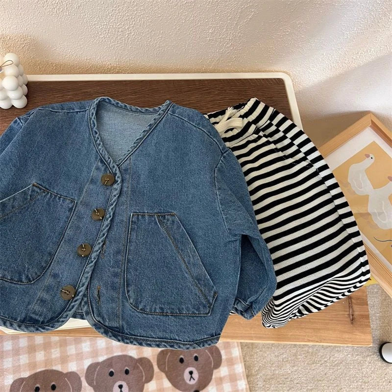 Kids Coats Cowboy New Spring Autumn Fashino Korean Casual Baggy Long Sleeve