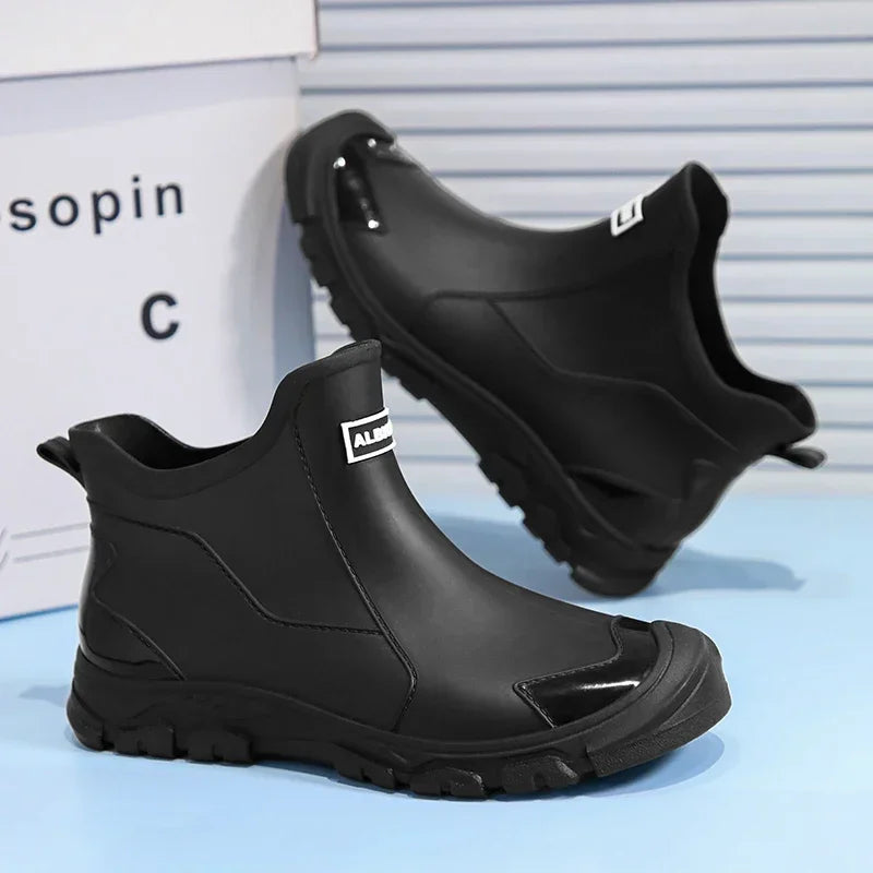 Waterproof Cross-Border Men's Rain Shoes Fashionable Short Socks Thickened Warm Rubber Work Anti-Slip Fishing Kitchen Rain Boots