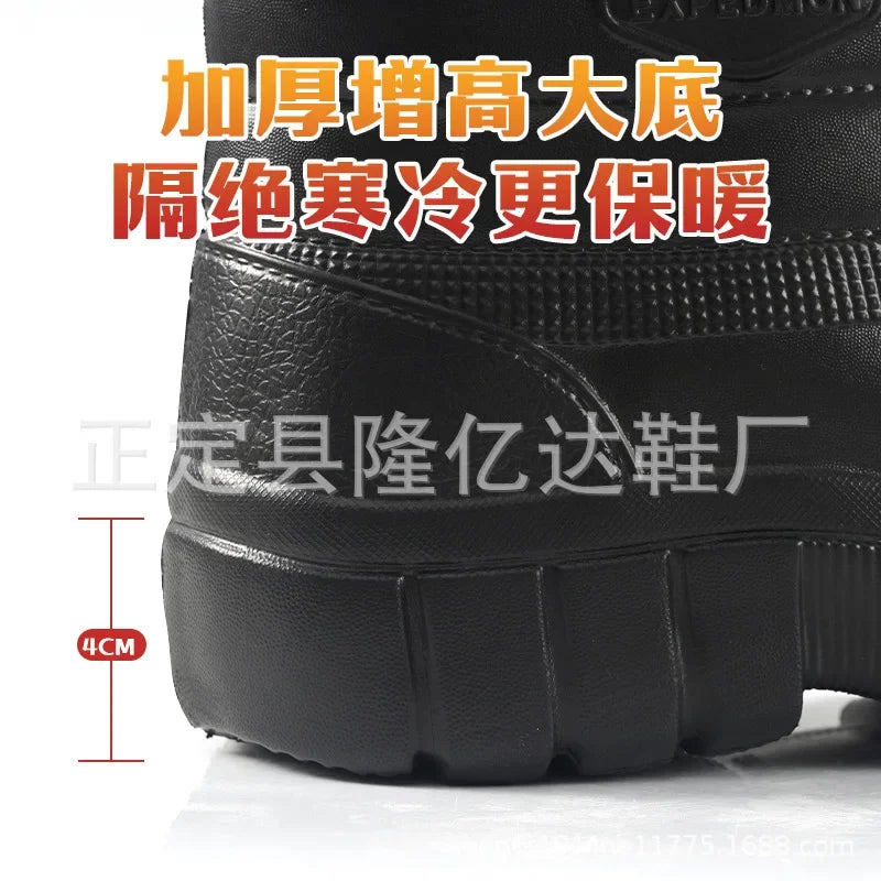 Botas de nieve para hombre, cálidas, gruesas y afelpadas, impermeables, antideslizantes, para la lluvia, ligeras y resistentes al desgaste, de algodón para el trabajo.