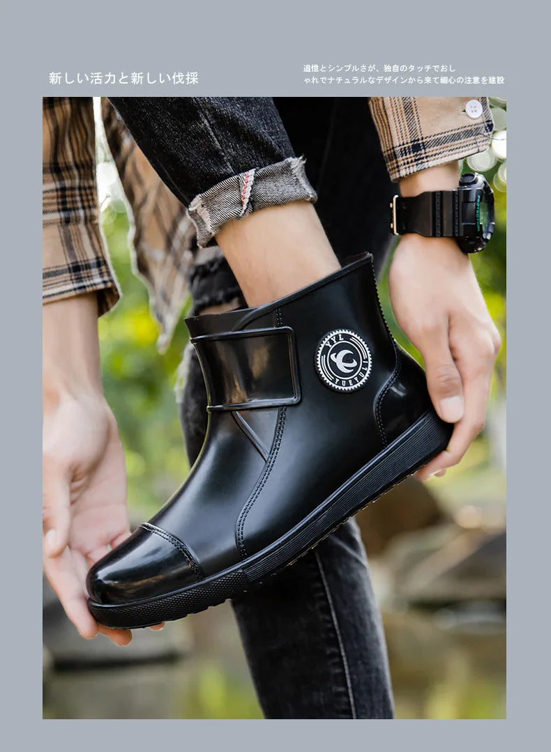 Bottes de pluie pour hommes, imperméables, antidérapantes, semelles en caoutchouc, chaussures de pluie d'extérieur pour la pêche et l'escalade