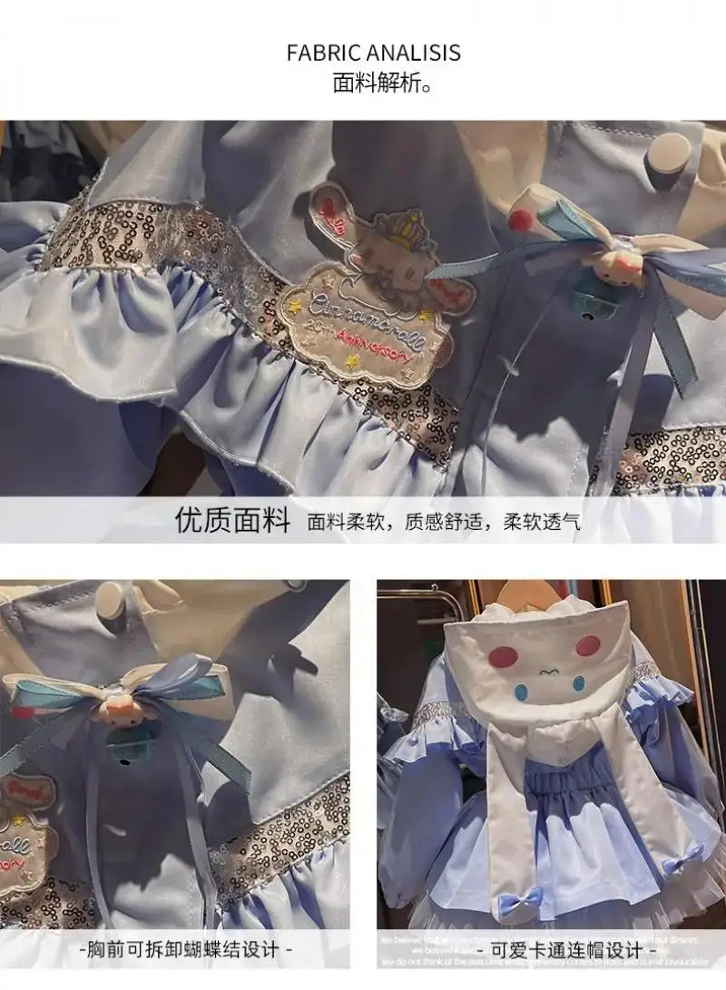 Kuromi Kawaii Kids Girls Jacket Autumn New Cartoon Cinnamoroll Fashion Outdoor Hooded Embroidery Jacket Retract Waist Jackets