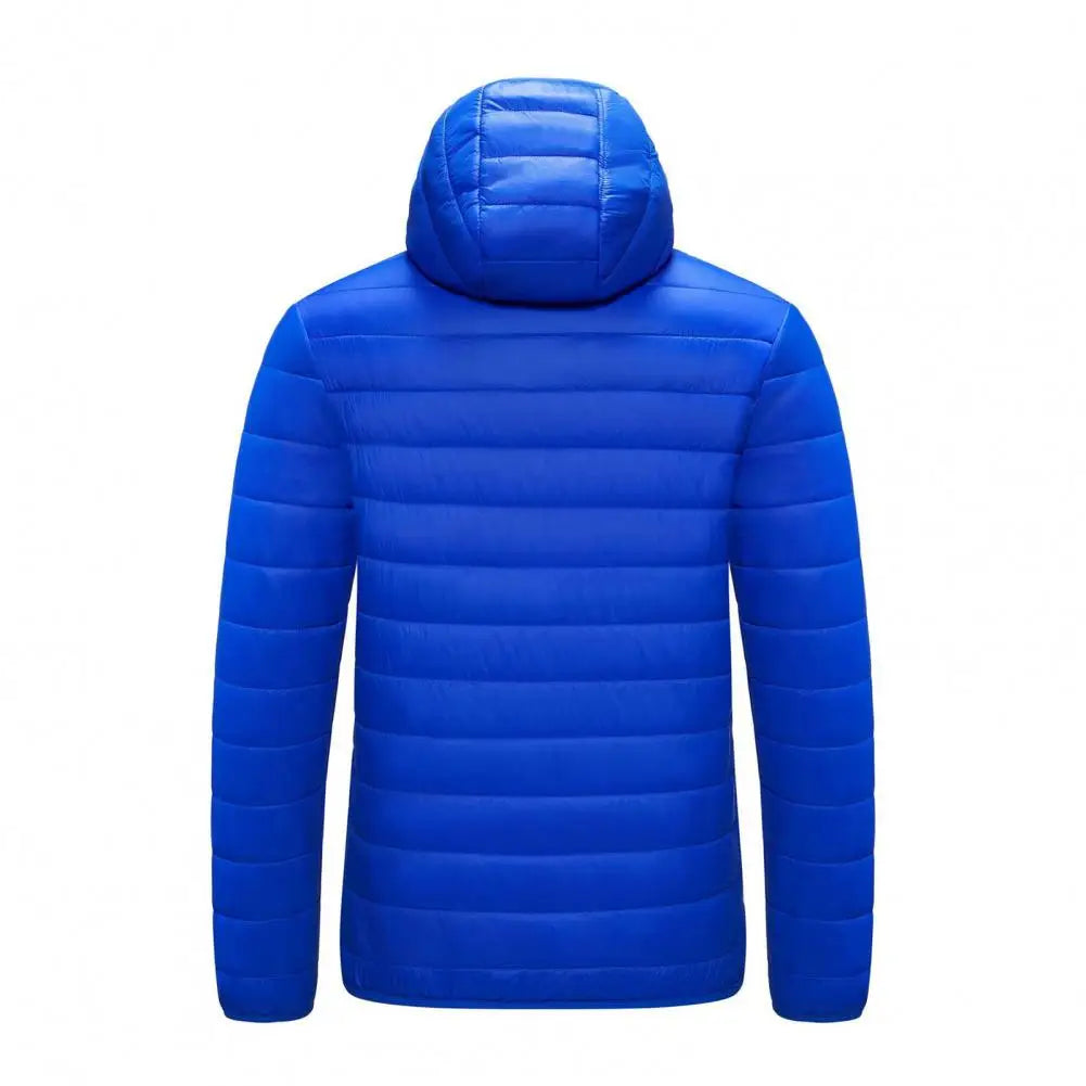 Winter Men Coat Hooded Cotton Padded Warm Windproof Parka Cotton-padded Zipper Closure Lightweight Male Down Coat Sports Clothes