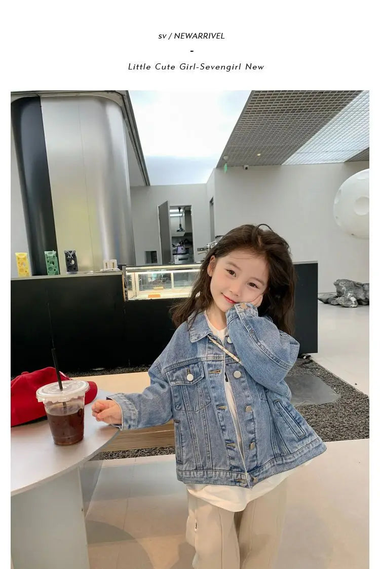 Fashion Kids Denim Jacket For Girls Coat Spring Autumn Children Outerwear Baby Casual Jackets Costume 4-12 Year
