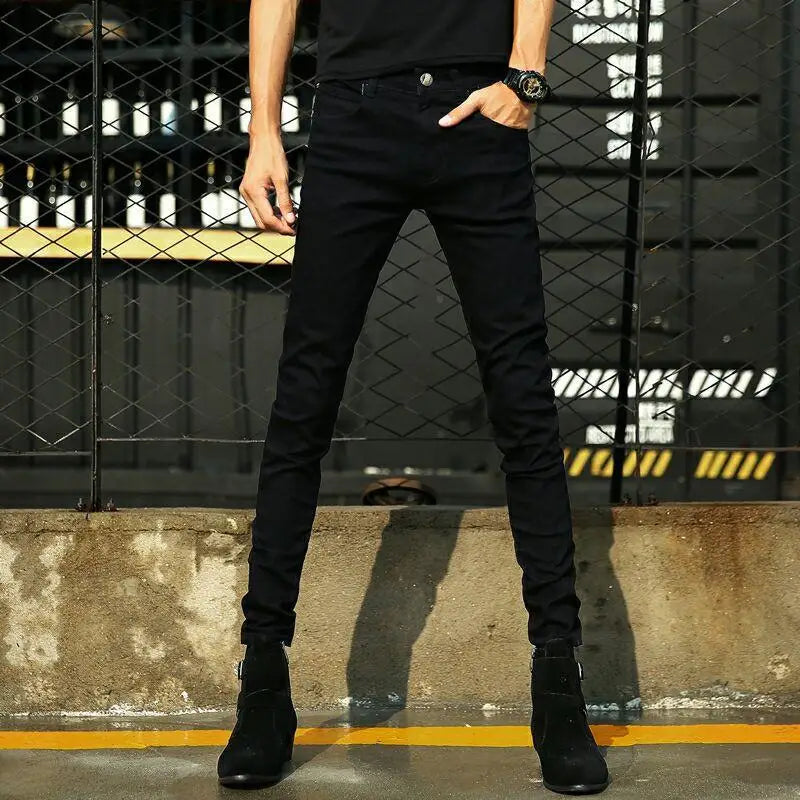 Summer Blue Comfortable Stylish Classic Designer Men's Slim Jeans Luxury Brand Korean Fashion Student Cowboy Soild Denim Pants