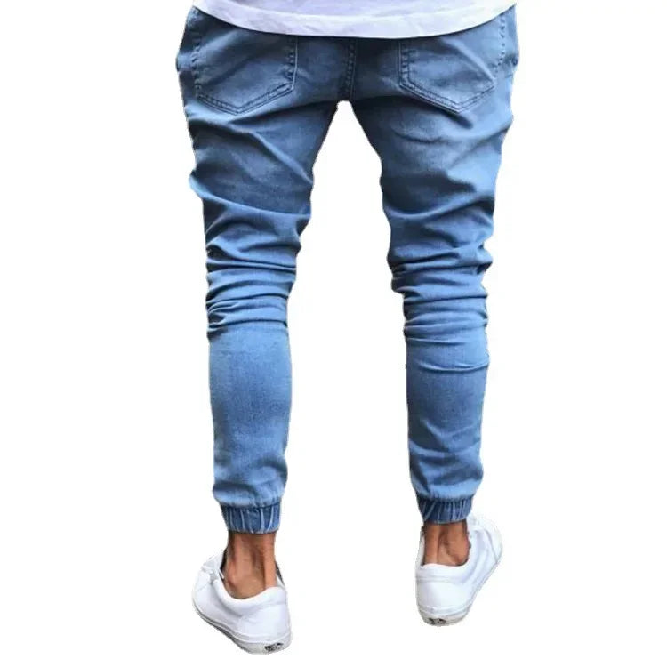 Denim Pencil Pants Men Vintage Washed Jeans High Waist Pockets Zipper Fly Basics Ankle Length Trousers 2025 Casual Long Denims