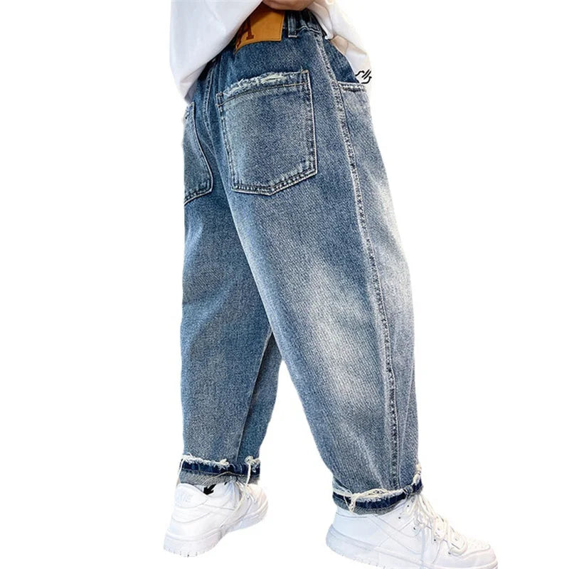 Pantalones vaqueros largos para niños, algodón, primavera otoño 2024, para bebés, adolescentes, ropa de abrigo de alta calidad.