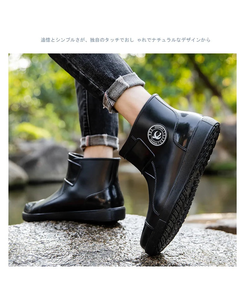 Bottes de pluie pour hommes, imperméables, antidérapantes, semelles en caoutchouc, chaussures de pluie d'extérieur pour la pêche et l'escalade